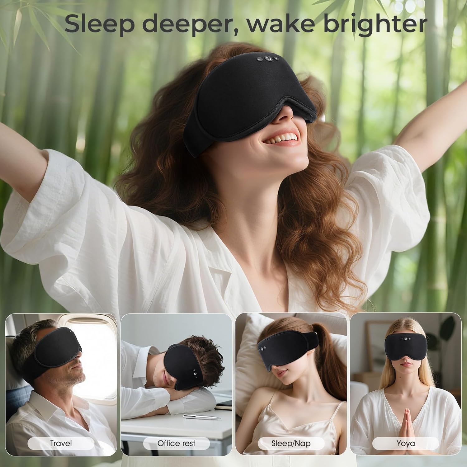 Thumbnail 6 de MUSICOZY Bamboo Cotton Sleep Mask Headphones – 3D blackout Bluetooth 5.4 eye mask with 14H music