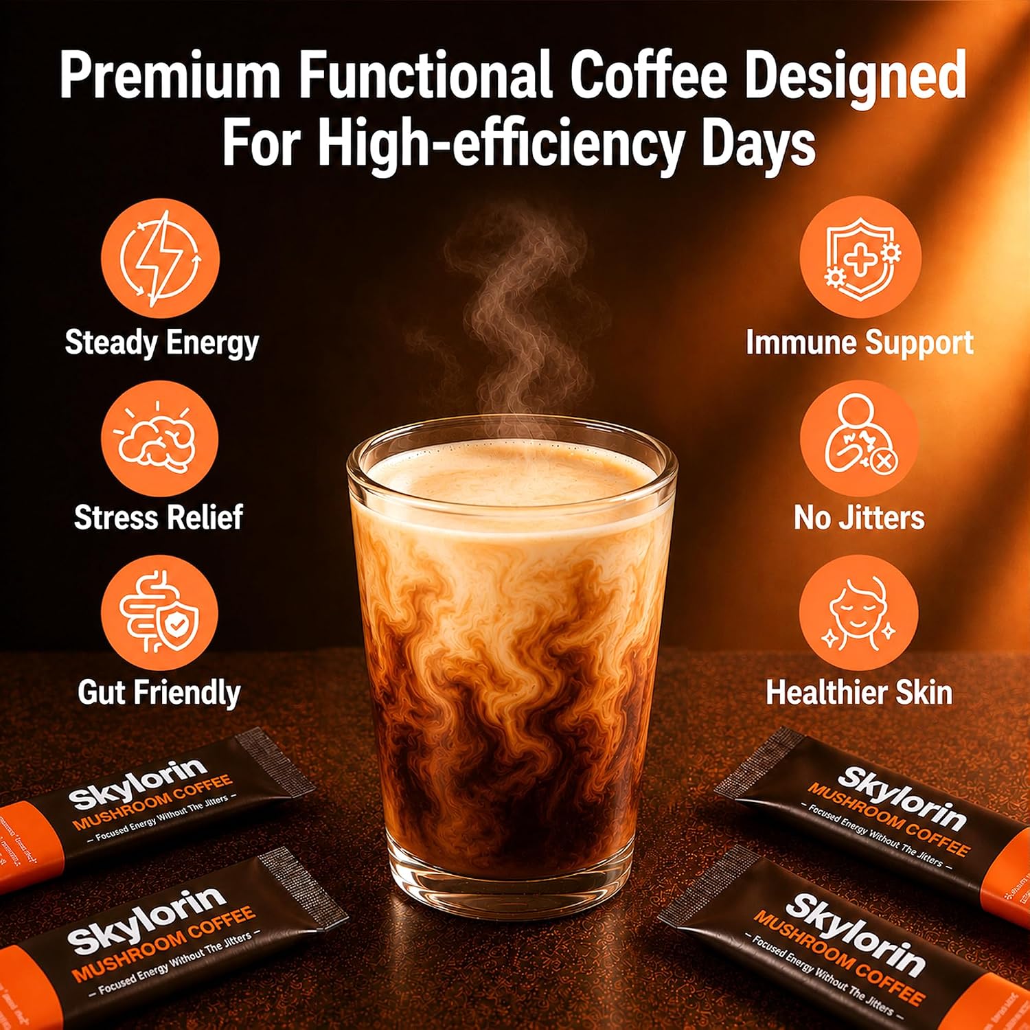 Detalle 2 de Skylorin Mushroom Coffee 30 Sticks
