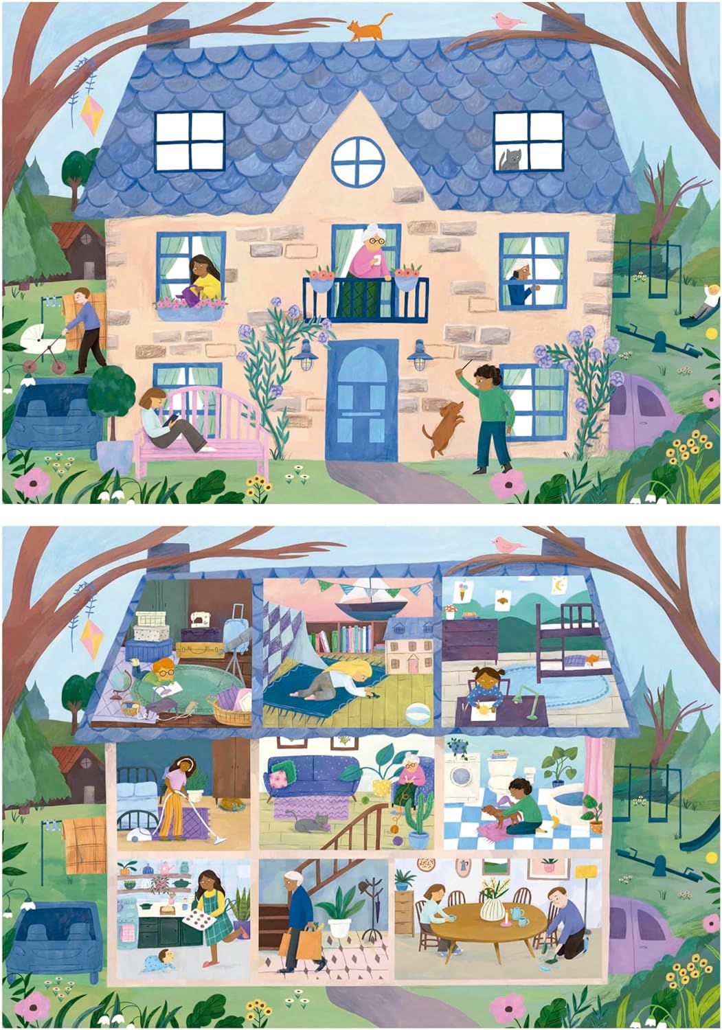 Thumbnail 2 de Educa Ensemble de 2 puzzles enfants (2 x 100 pièces) « Maison extérieure / intérieure »