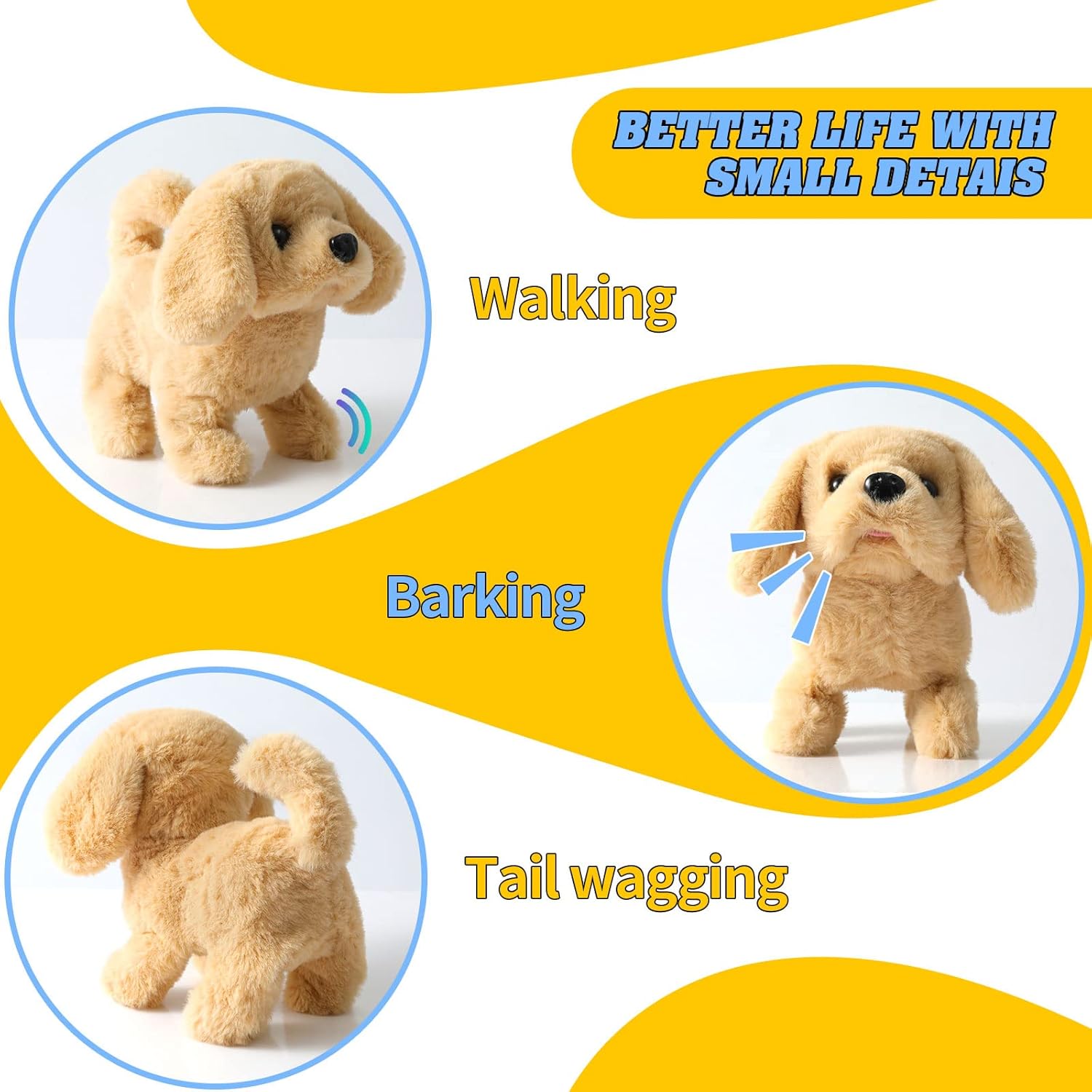 Thumbnail 1 de KSABVAIA Plush Golden Retriever Interactive Toy Puppy (Walking, Barking & Tail Wagging)