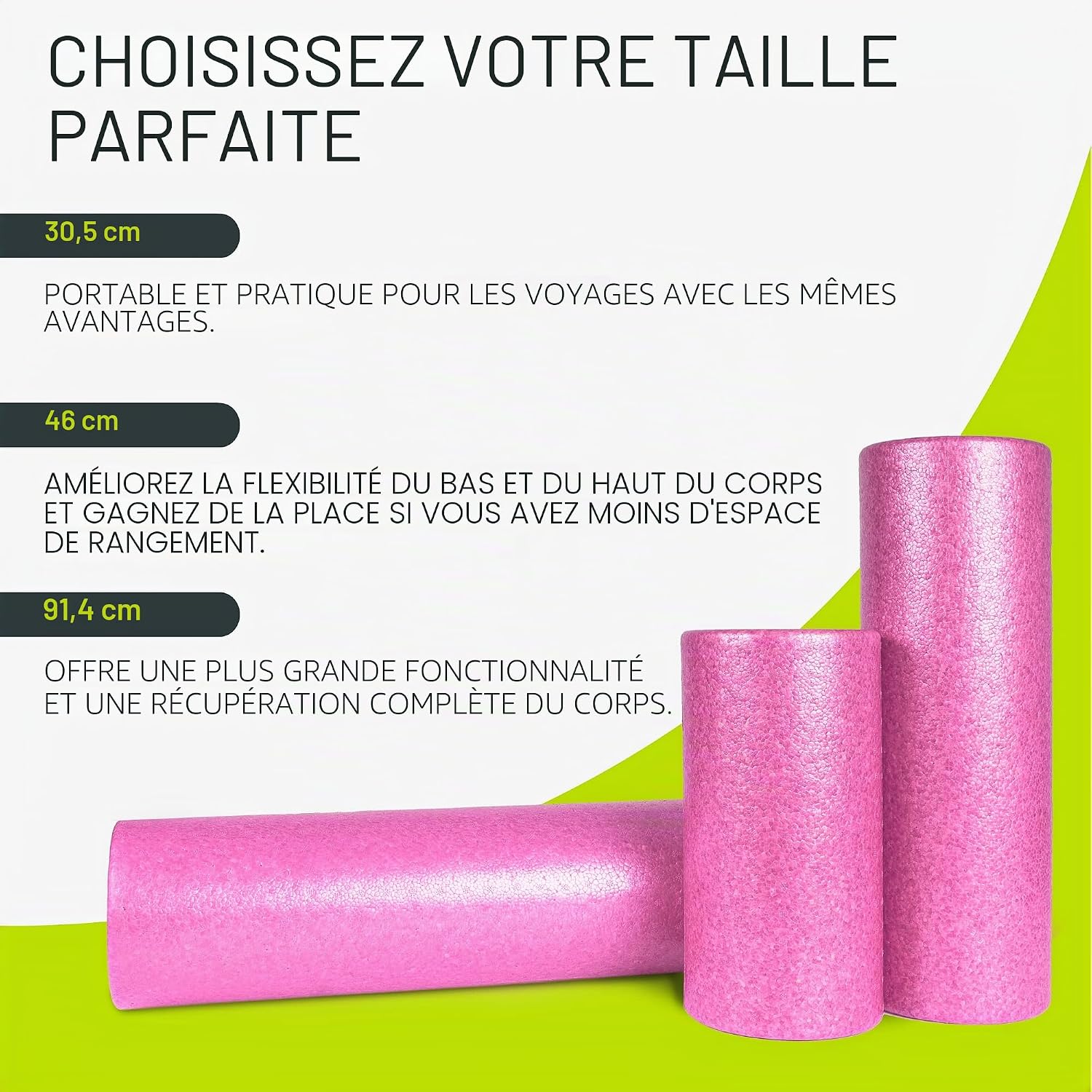 Detalle de ProsourceFit Foam Roller haute densité – 36, 24, 18 et 12 pouces