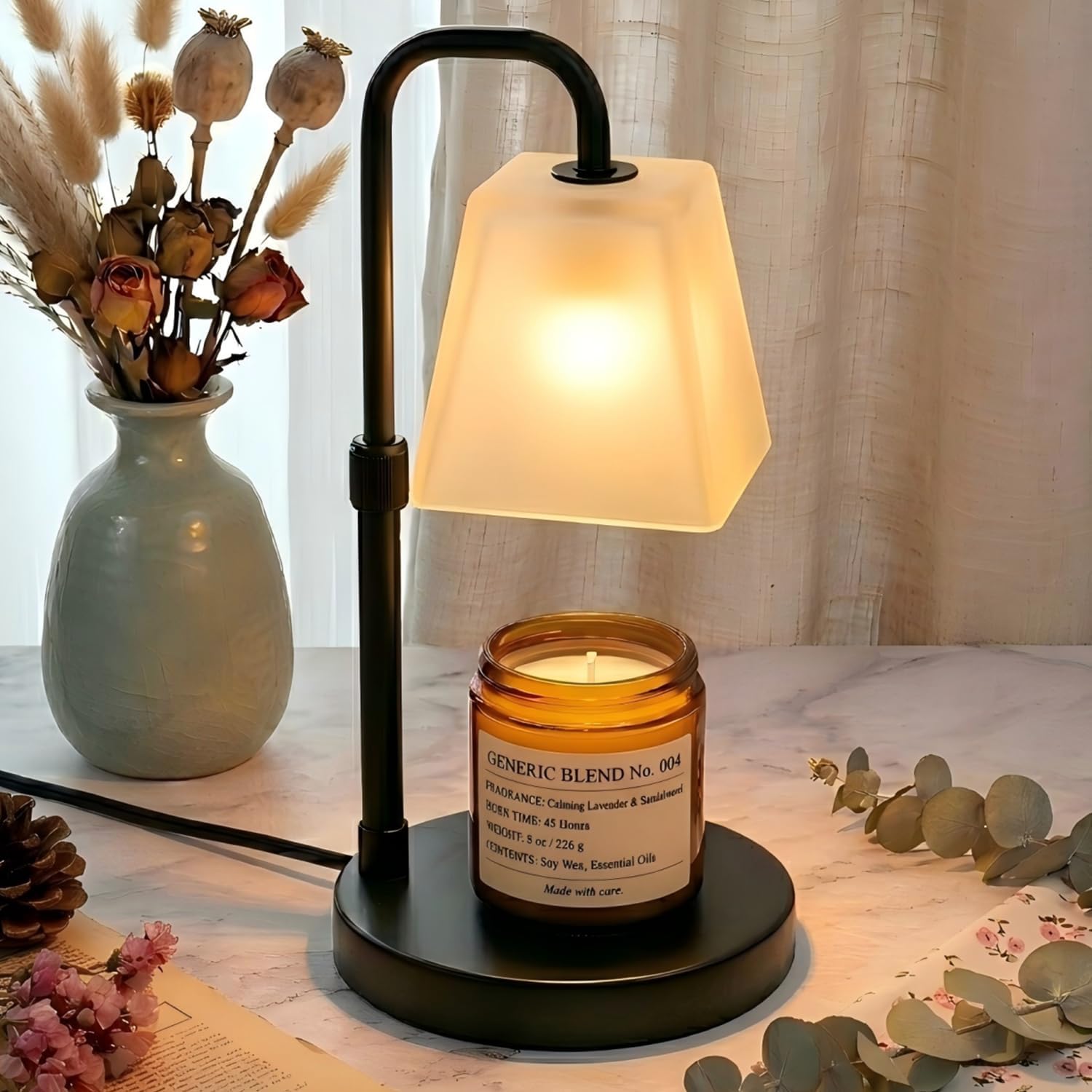 Detalle de JIMEI C07E3-1-070000 Candle Warmer Lamp, Black, Timer and Adjustable Height