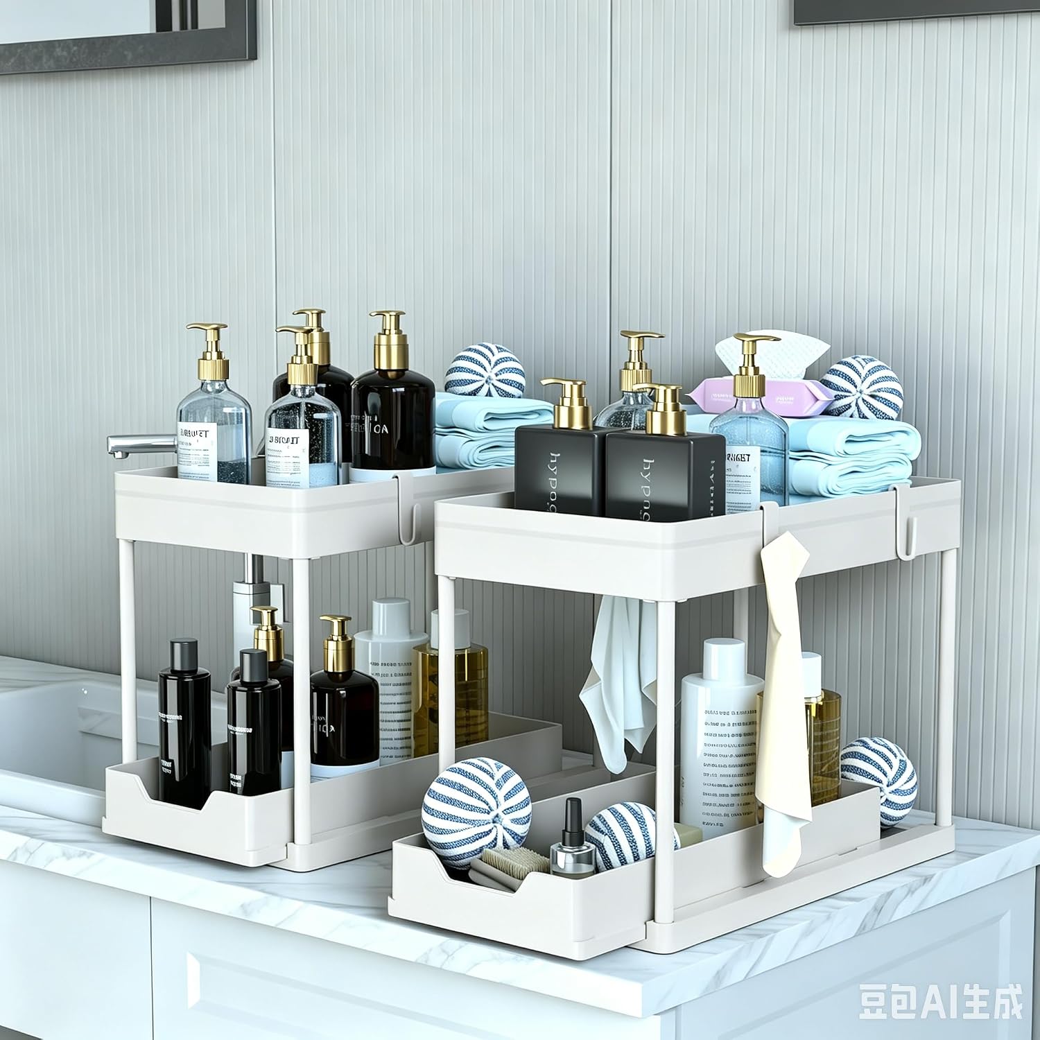 Thumbnail 2 de DEKAVA Cabinet 2-Pack Under Sink Organizer: 2-Tier Sliding Baskets with Easy Tool-Free Setup