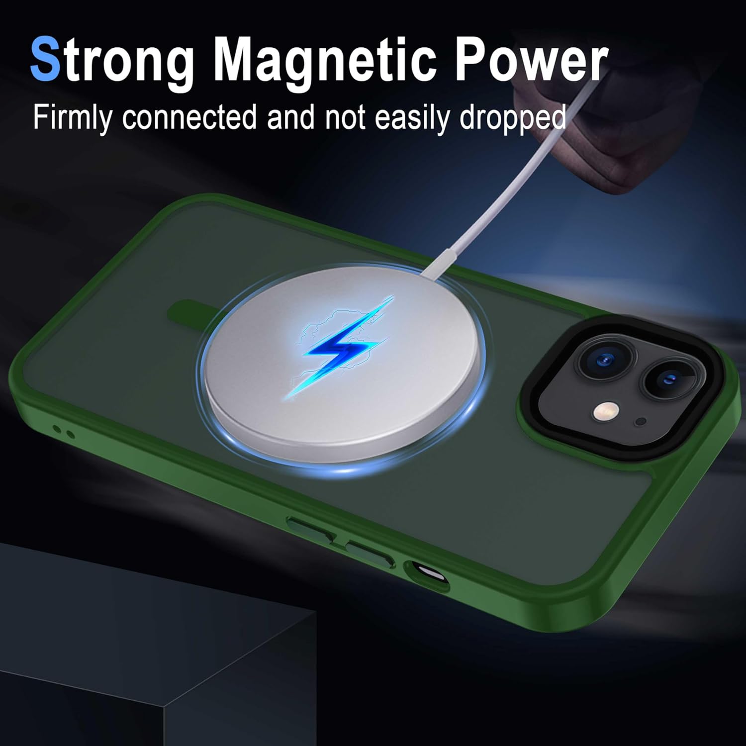 Thumbnail 3 de XTCASE Coque magnétique MagSafe pour iPhone 11 – Dos translucide vert foncé, protection anti-choc et anti-rayures