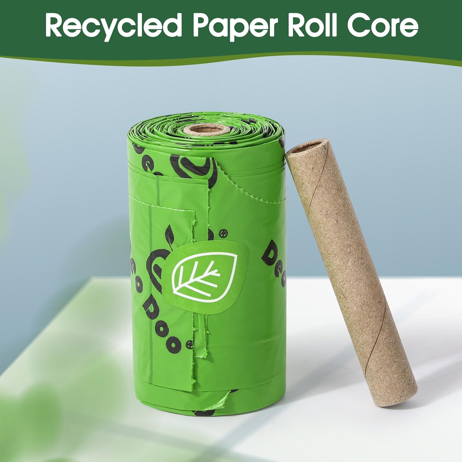 Detalle de Biodegradable Dog Poo Bags with Tie Handle – Large Leak-Proof 720 Bags (11 x 15 inch) Green Doggy Waste Bags