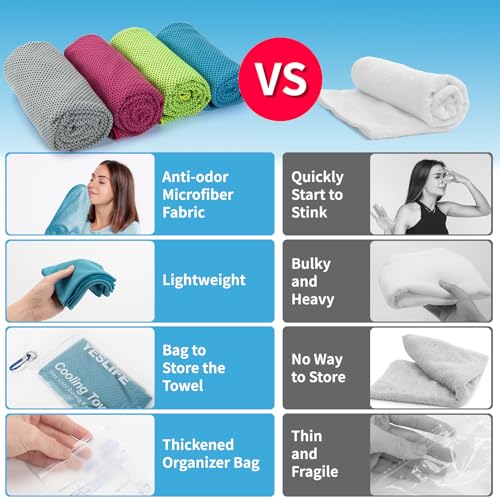 Detalle de YESLIFE Cooling Towels, 4-Pack 40"x12", Multicolor Set A