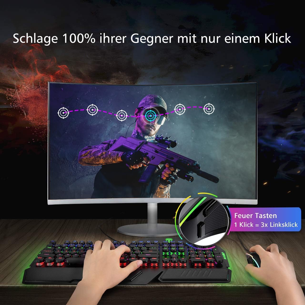 Thumbnail 6 de Vollion Gaming-Maus 7200 DPI mit 8 Tasten