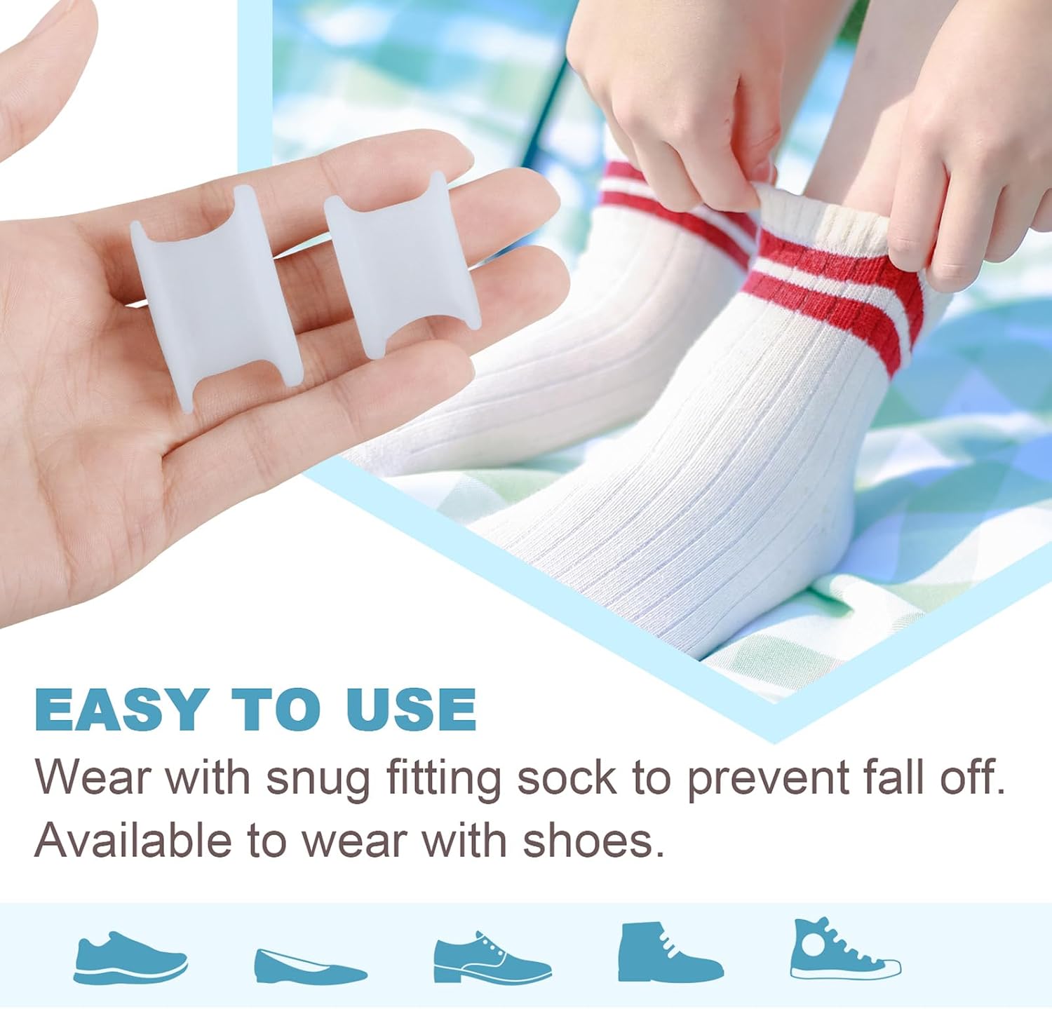 Thumbnail 6 de Povihome Large Silicone Toe Spacers, 1/2-Inch for Bunions