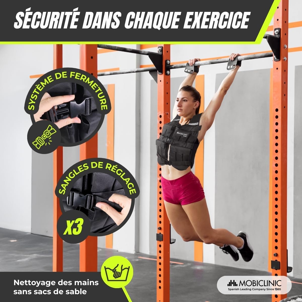 Detalle de Mobiclinic® Gilet Lesté Iron10 10/20 kg – Gilet de Poids réglable, Oxford 600D