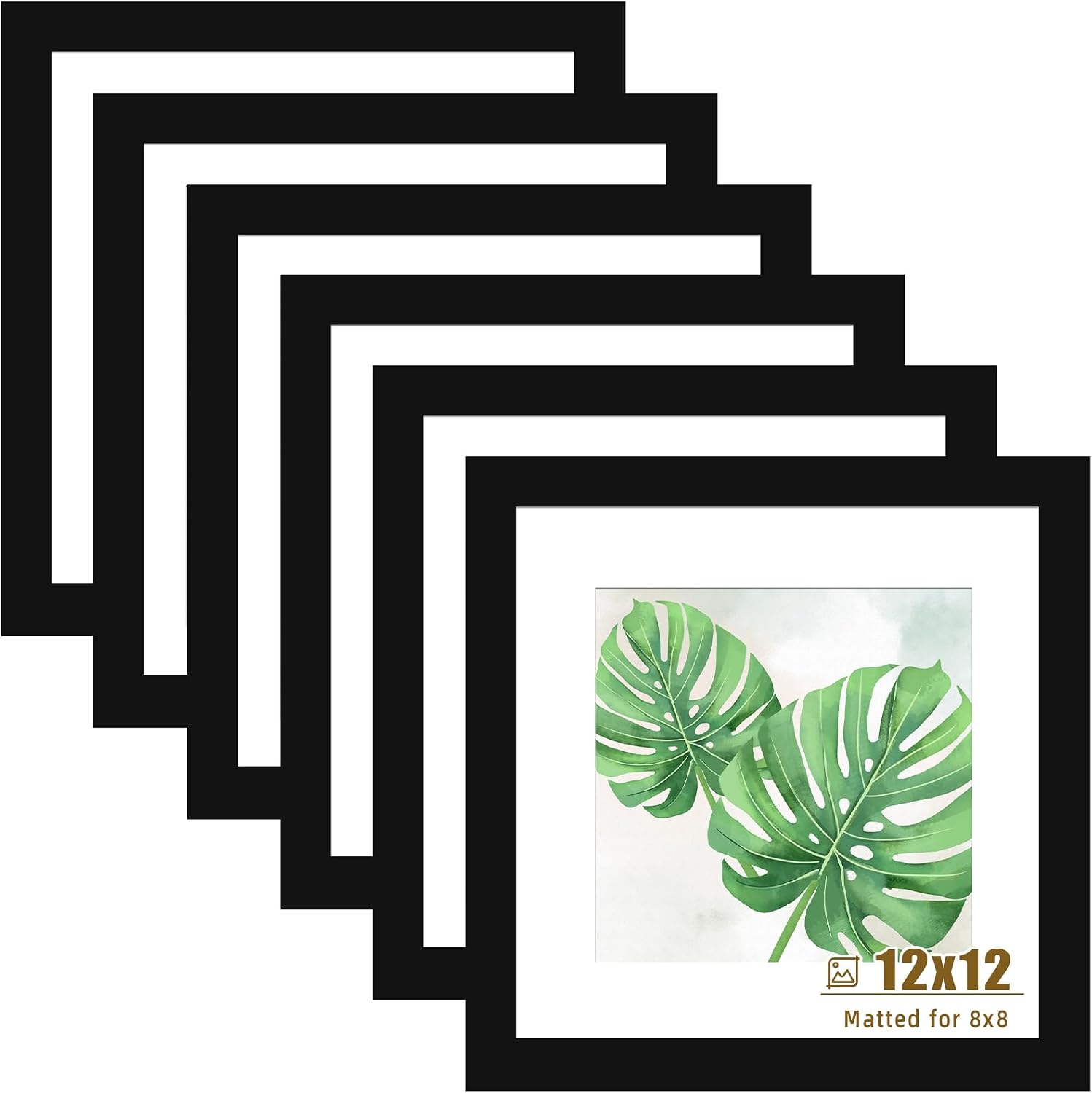 Detalle de SESEAT 12x12 Picture Frames, Black MDF Set of 6 with Plexiglass Covers