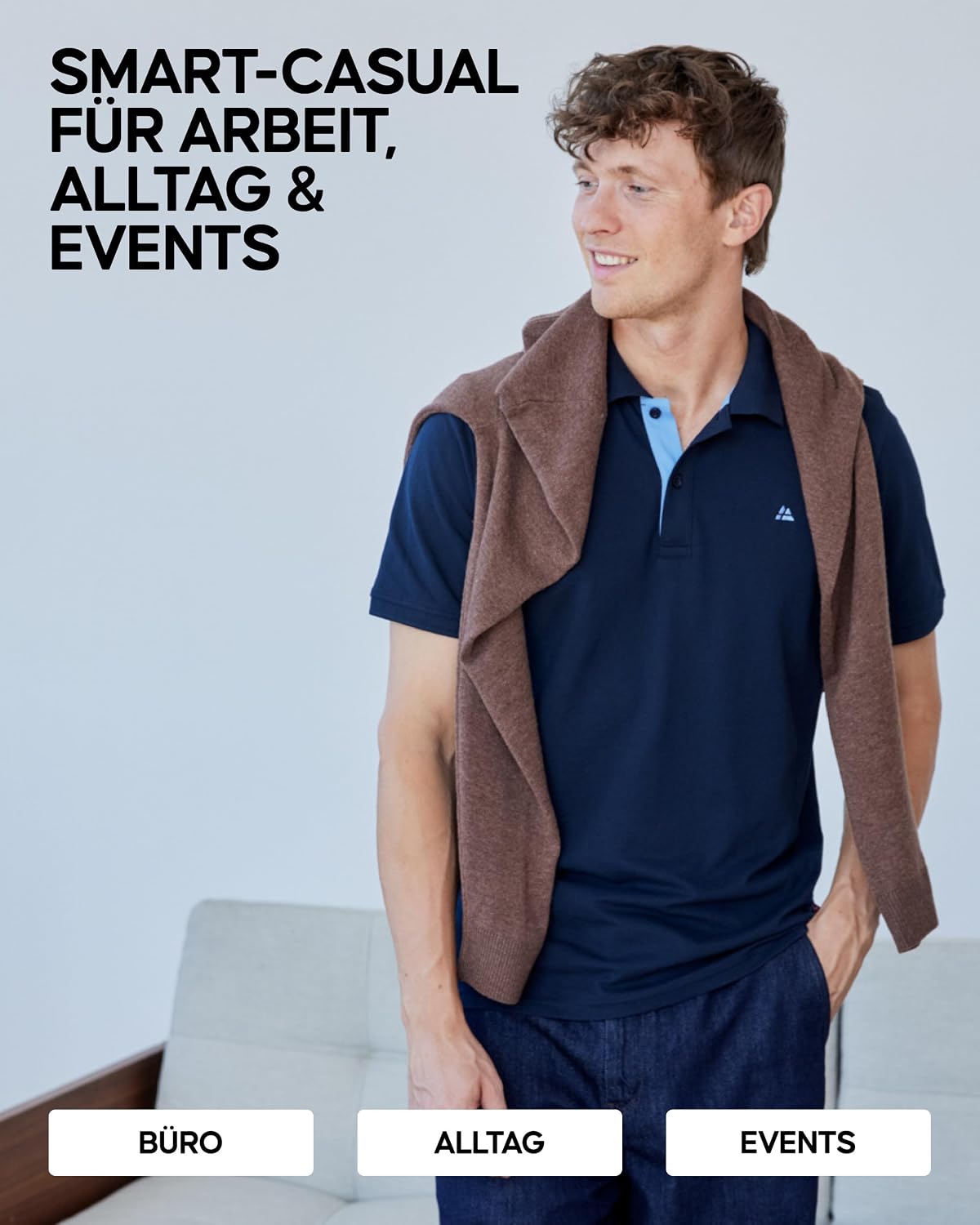 Detalle 2 de DANISH ENDURANCE Premium Poloshirt Herren 2er