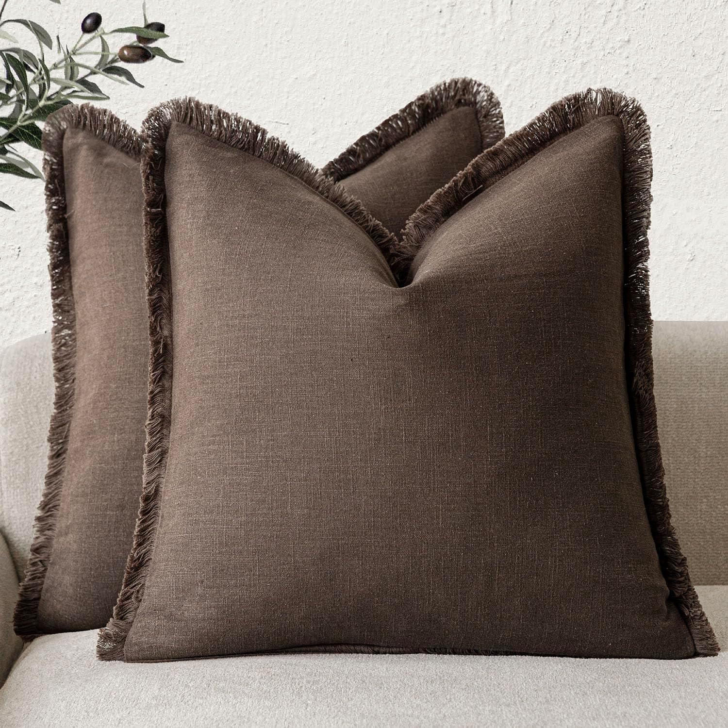 Thumbnail 6 de Foindtower 24x24 Inch Linen Fringe Pillow Covers 🛋