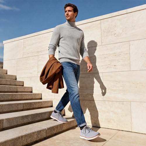 Thumbnail 1 de Bruno Marc Zapatos de Cordones Transpirables Oxford Clásico para Hombre Gris, Talla 43