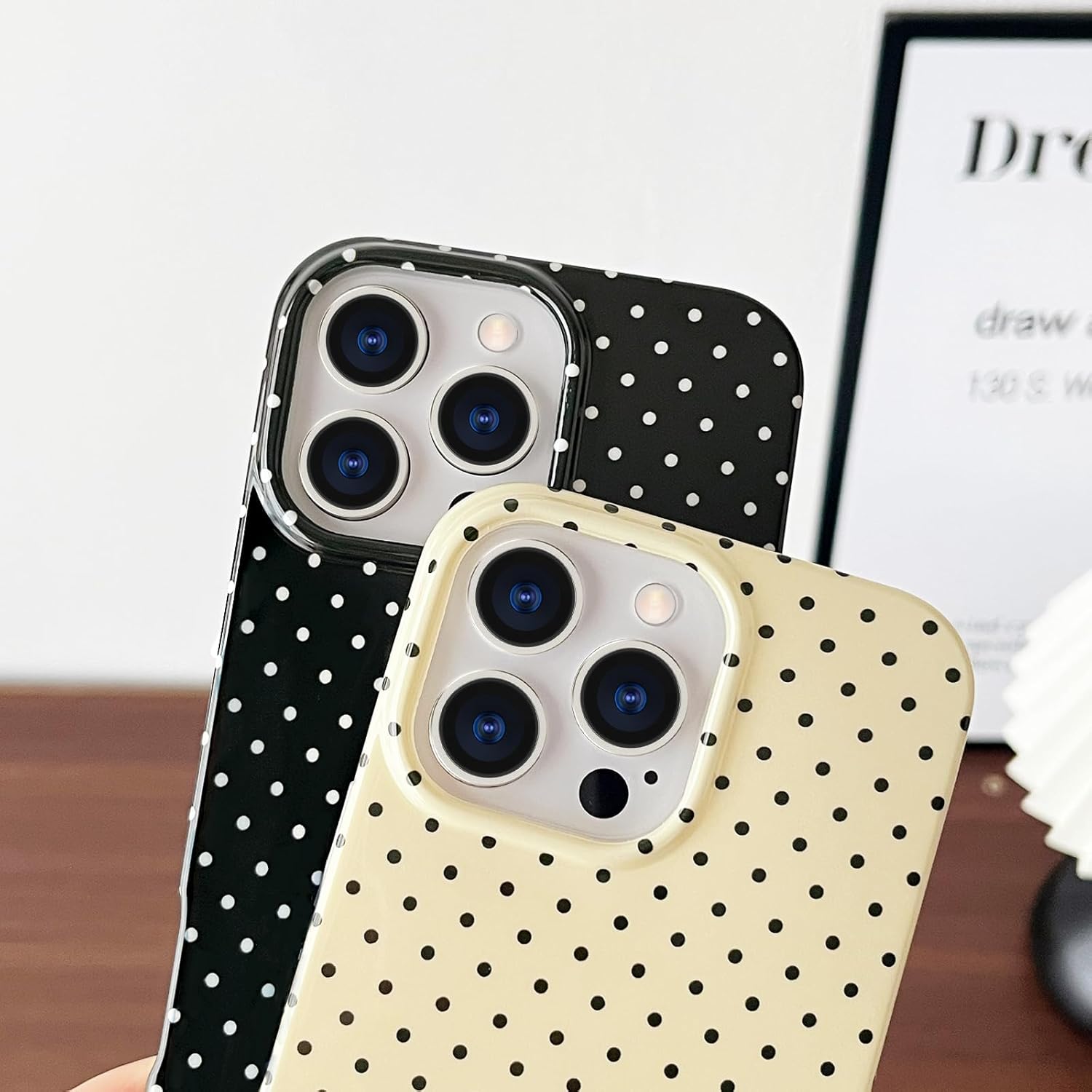 Detalle de SmoBea iPhone 16 Pro Case – Cute Polka Dot, Yellow, Slim TPU Shield