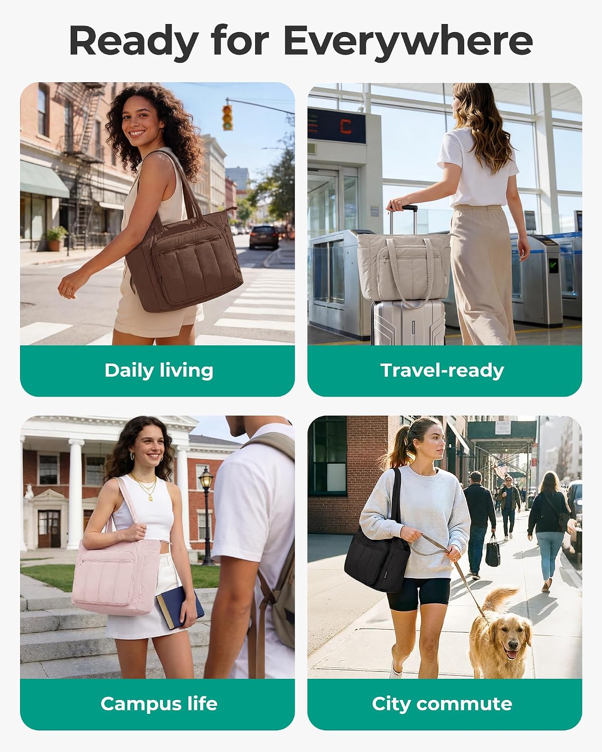 Thumbnail 1 de bagsmart 20L Zip Tote: 15.6 inch Laptop Sleeve, Puffer Nylon Work Bag for Nurse, Travel and More
