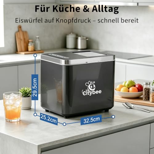 Thumbnail 8 de Citybee Eiswürfelmaschine Klein – 14 kg/24 h, UV-Reinigung, 2 Eisgrößen, leise