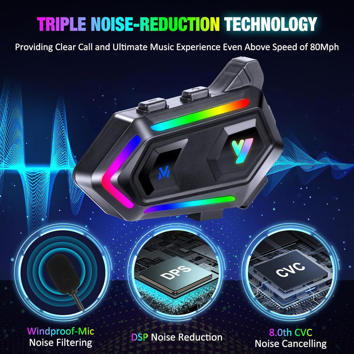 Detalle 2 de FEYA Y-M20 motorcycle helmet speakers 70 mph