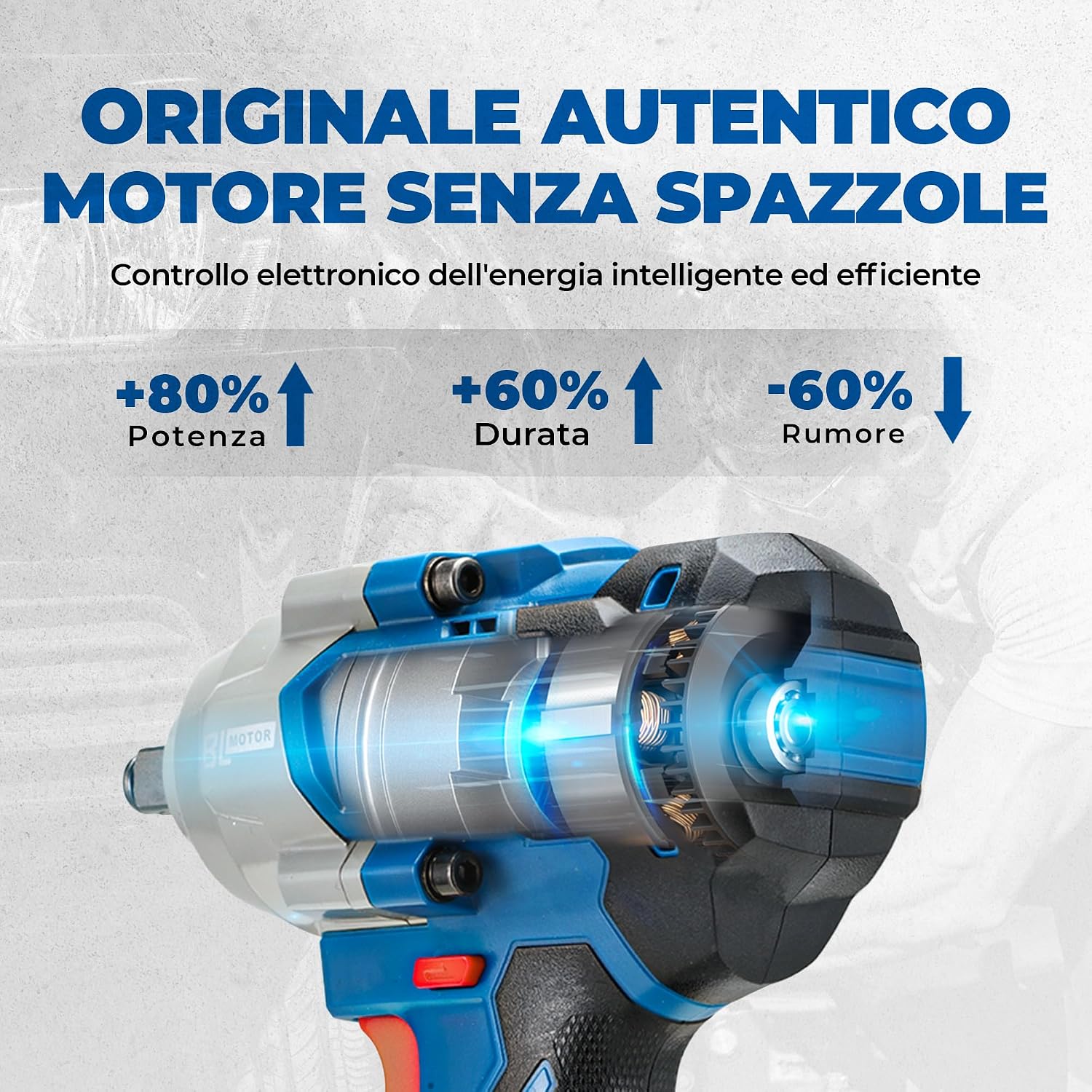 Thumbnail 1 de Dong Cheng 20V Chiave a Impatto senza Spazzole, 908 Nm (4 modalità) con 2 Batterie 4,0 Ah e Kit completo