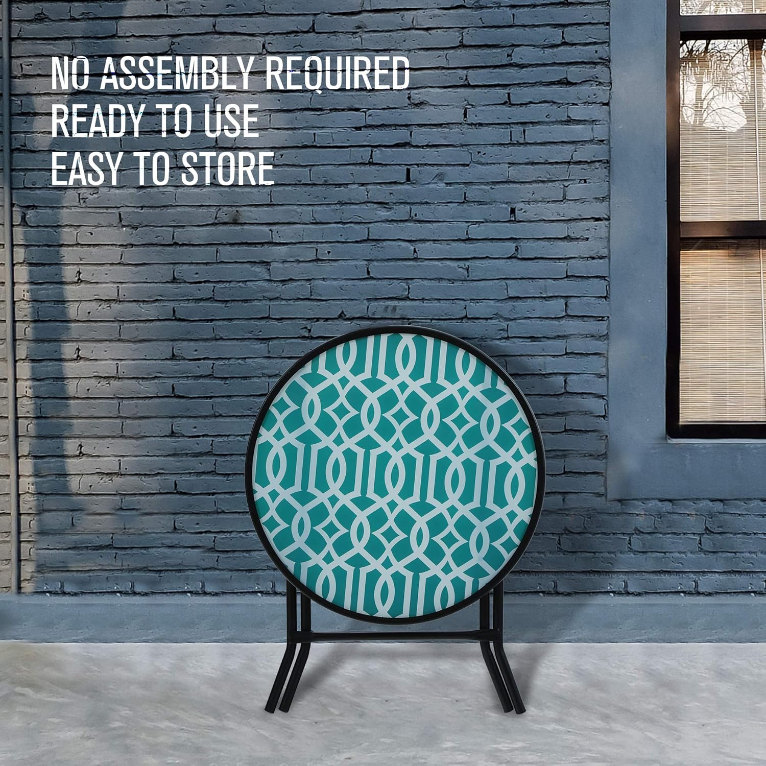 Thumbnail 5 de PHI VILLA Folding Side Table (Turquoise) – foldable small round patio & coffee table