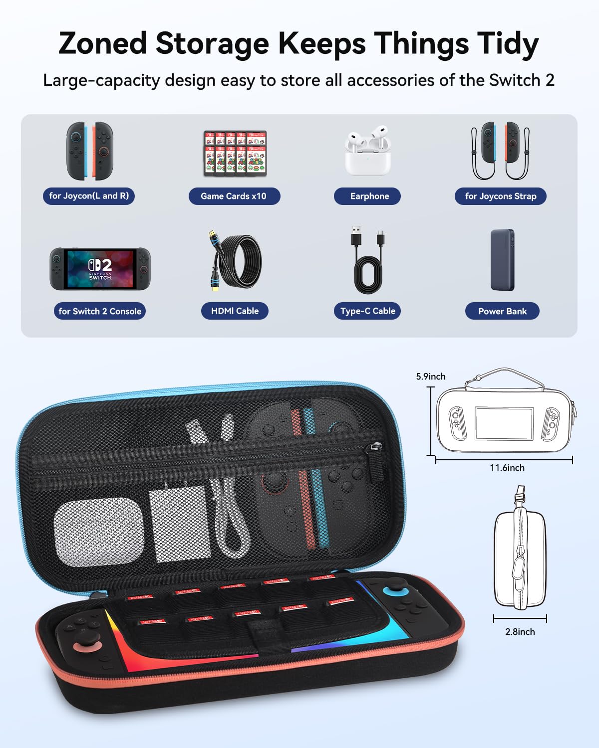 Thumbnail 4 de MONGERY Nintendo Switch 2 Carrying Case with 10 Game Card Slots