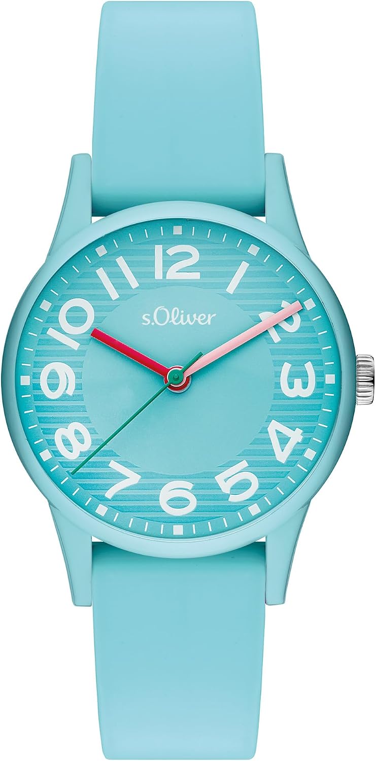 Detalle de s.Oliver Armbanduhr mit Silikonband, 33 mm – Unisex (Analog, Quarz)