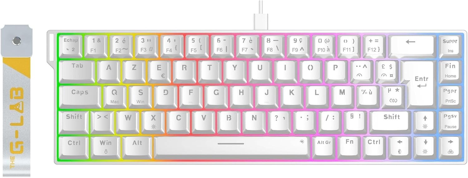 Detalle de THE G-LAB KEYZ-TITAN-HE-W/FR – biała klawiatura magnetyczna 65% Hot Swap