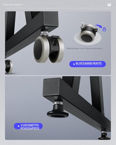 Detalle de Donner Supporto Tastiera Pianoforte Stile-Z, Regolabile e Pieghevole per 61–88 Tasti