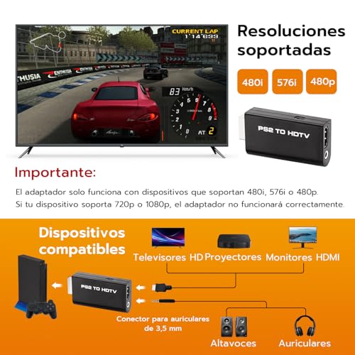 Detalle 2 de Mcbazel PS2 a HDMI 480p para HDTV