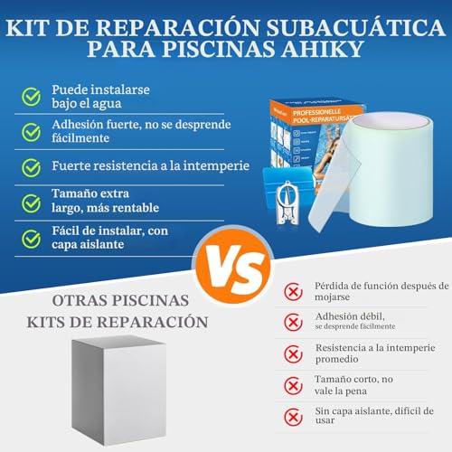 Detalle de Parches piscina bajo agua AHIKY: kit de reparación con cinta adhesiva de 10 cm x 250 cm