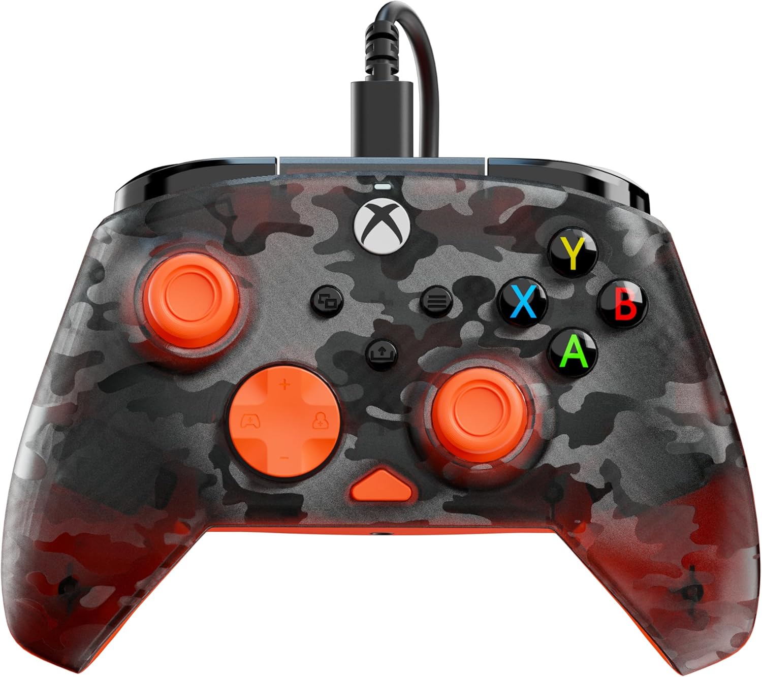 Detalle de Turtle Beach Rematch Core Camo Nero/Arancione gamepad cablato con grilletti a impulsi e audio regolabile