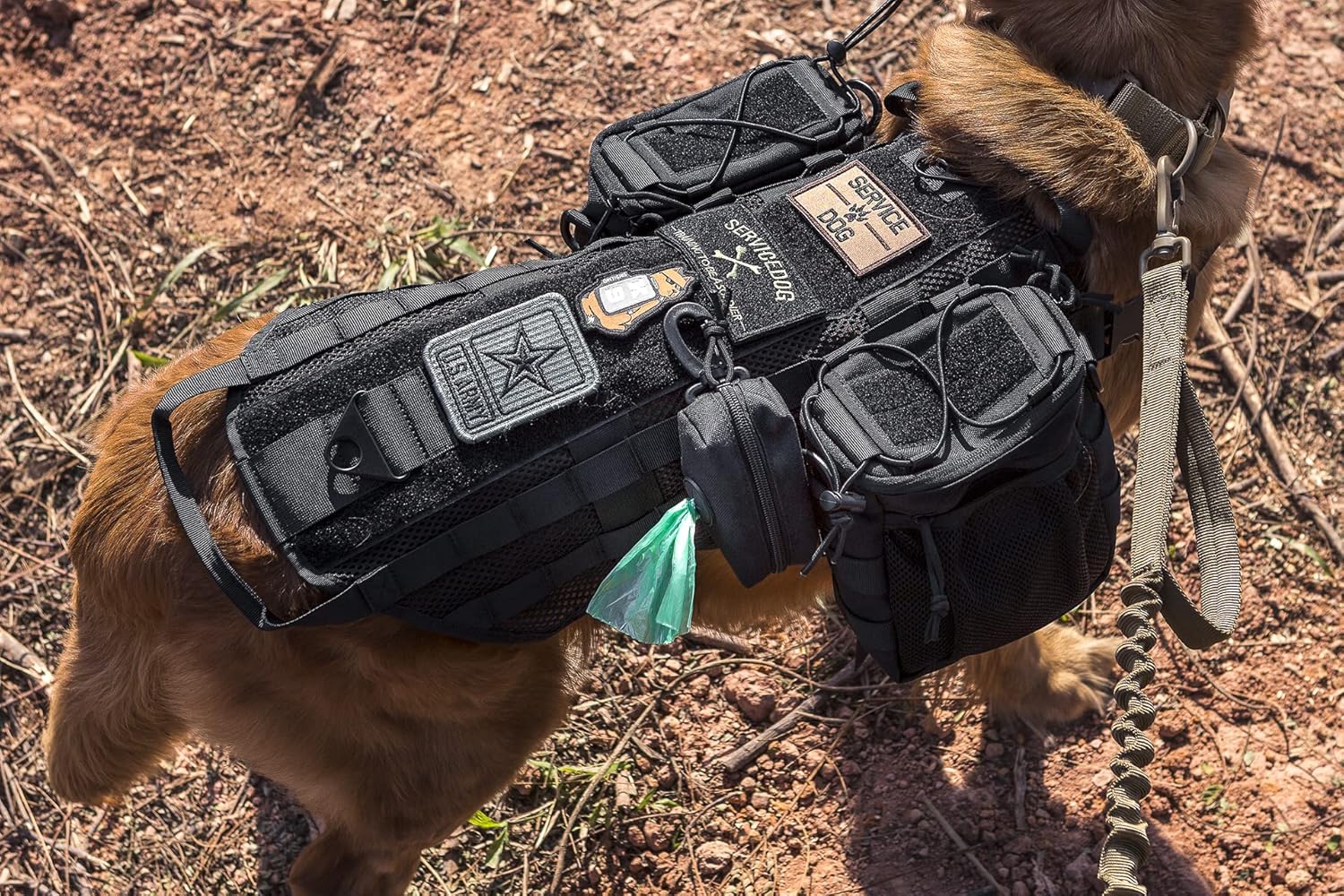 Detalle de OneTigris Distributeur Sac à Crottes Chien with MOLLE – Marron