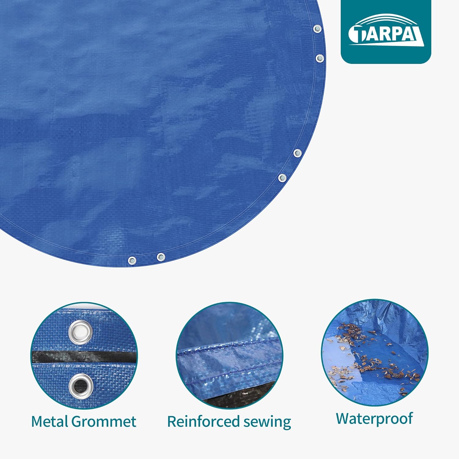 Thumbnail 5 de TARPAL 26ft Round Waterproof 8mil Poly Tarp Pool Cover (Blue/Black)