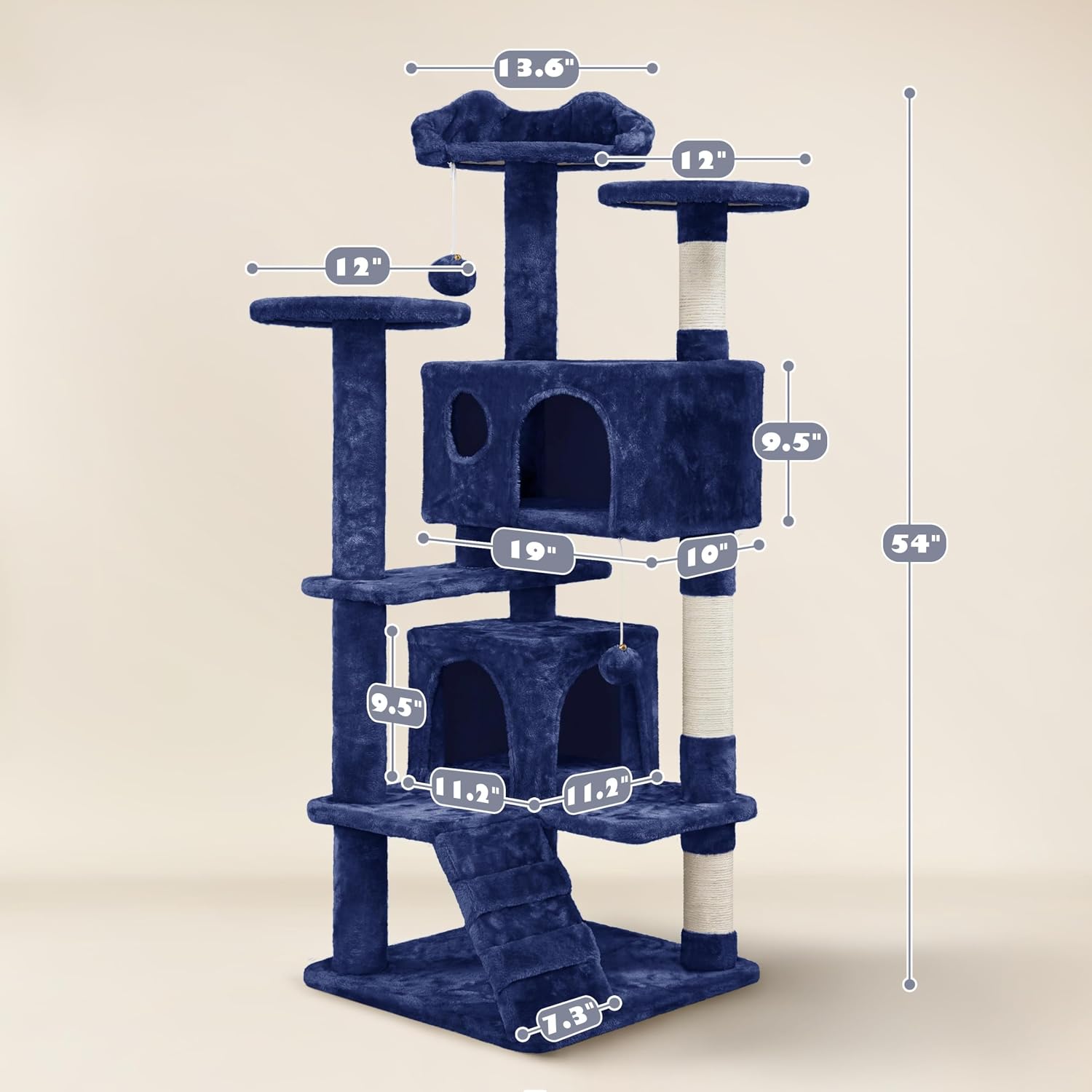 Detalle de Yaheetech YT-cat tree 20180517-54 Cat Tree Tower, 5 Levels, Navy Blue