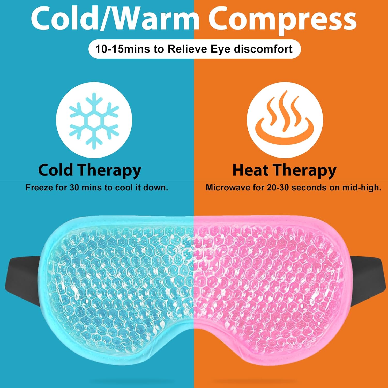 Detalle 2 de BeeVines Gel Eye Mask 2-Pack Cooling & Warm Compress Masks for Puffy Eyes
