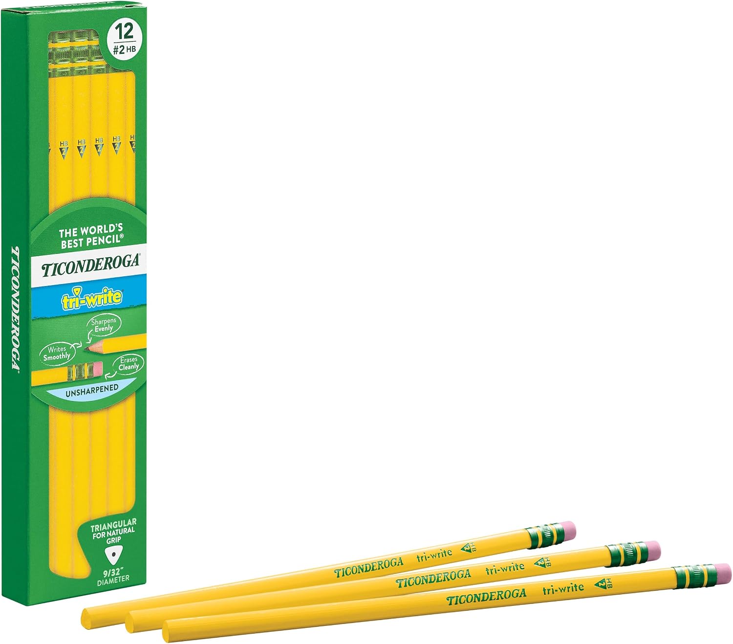 Thumbnail 4 de Ticonderoga Tri-Write Wood-Cased Pencils, #2HB, Yellow, 12 Count