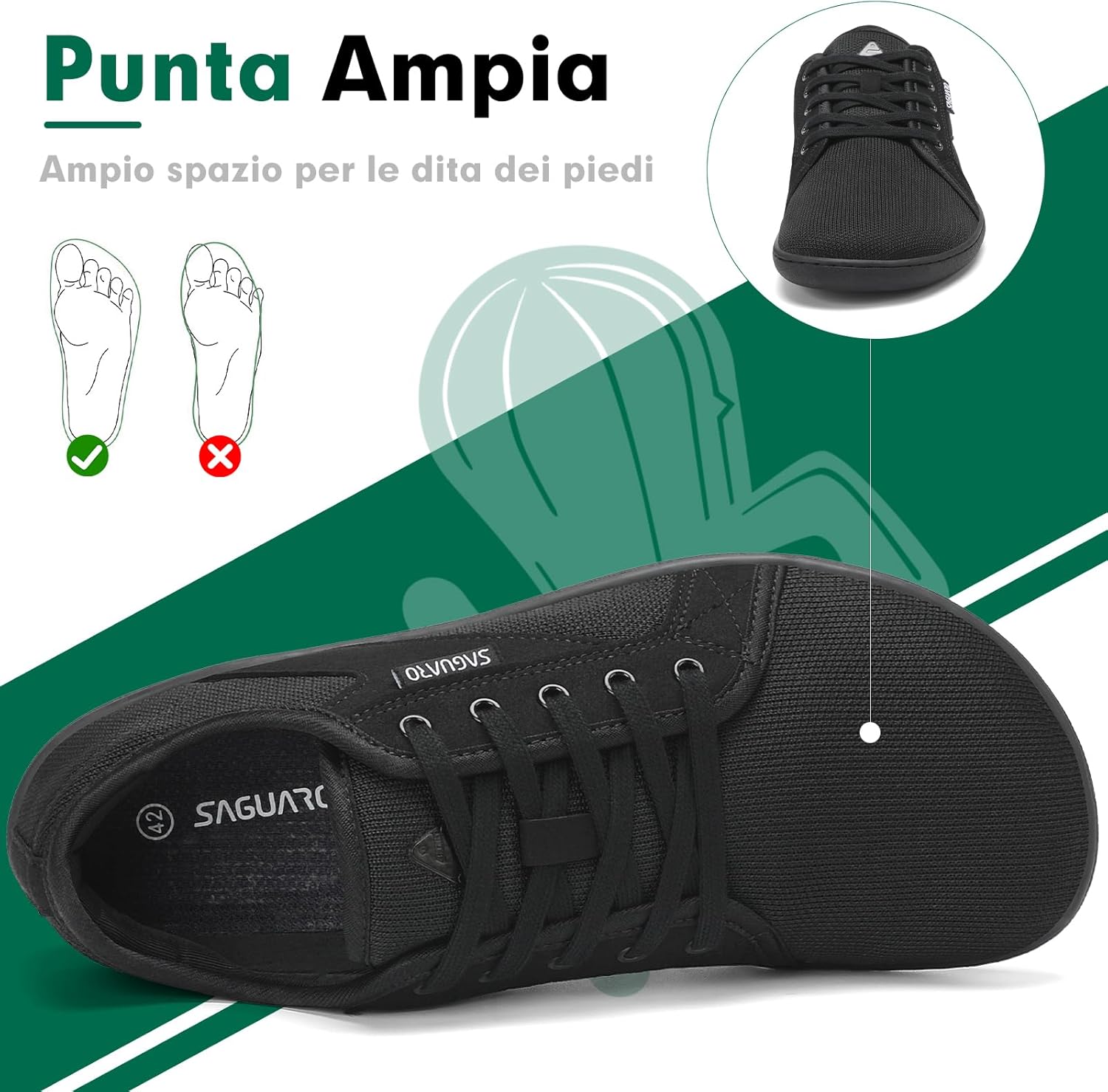 Thumbnail 2 de SAGUARO Unisex Knit Scarpe Barefoot con Suola Zero Drop – Luck I (36–48)