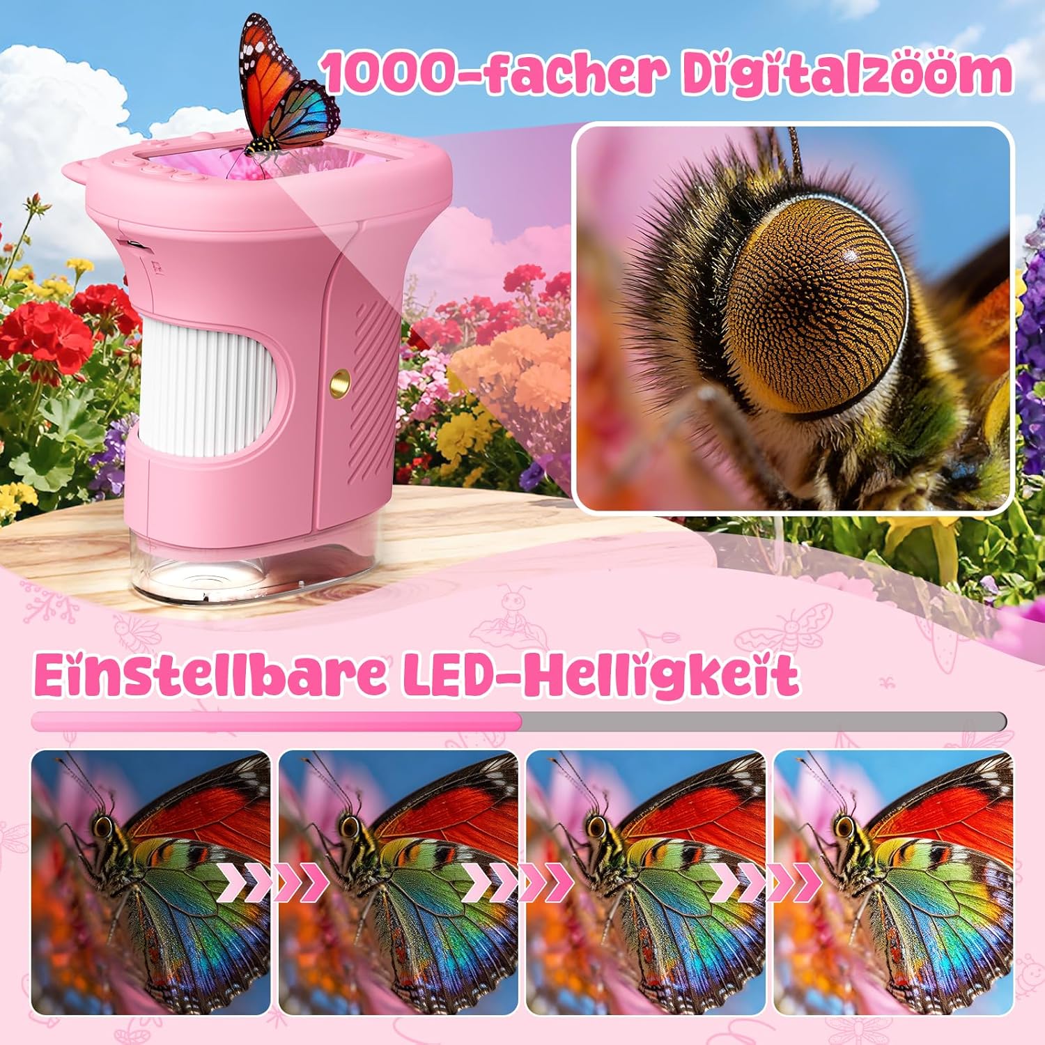 Thumbnail 4 de Yidoroye Kinder-Mikroskop mit 2,4" HD-Bildschirm und 1000X Zoom (digital, tragbar)