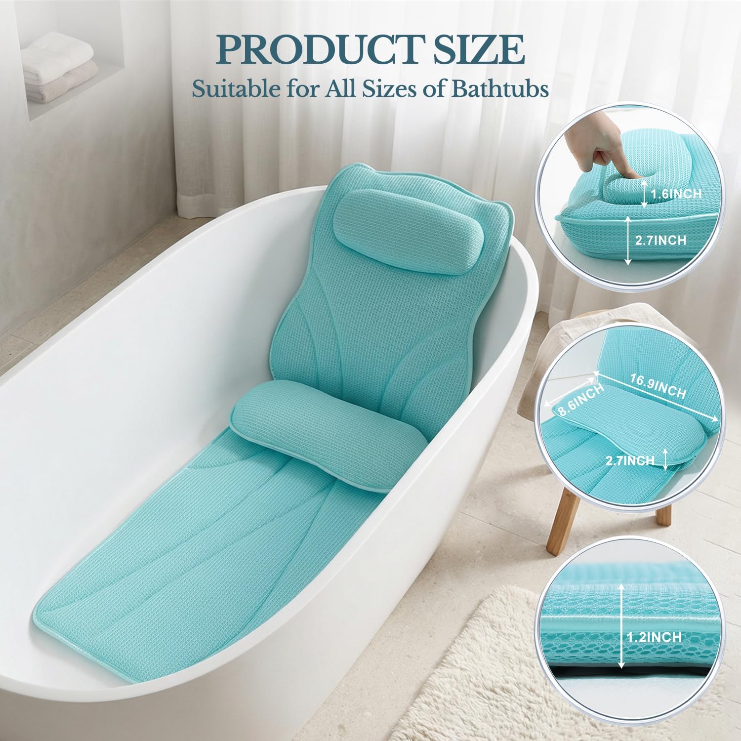 Detalle de Idle Hippo full-body bath pillow, Lake Blue