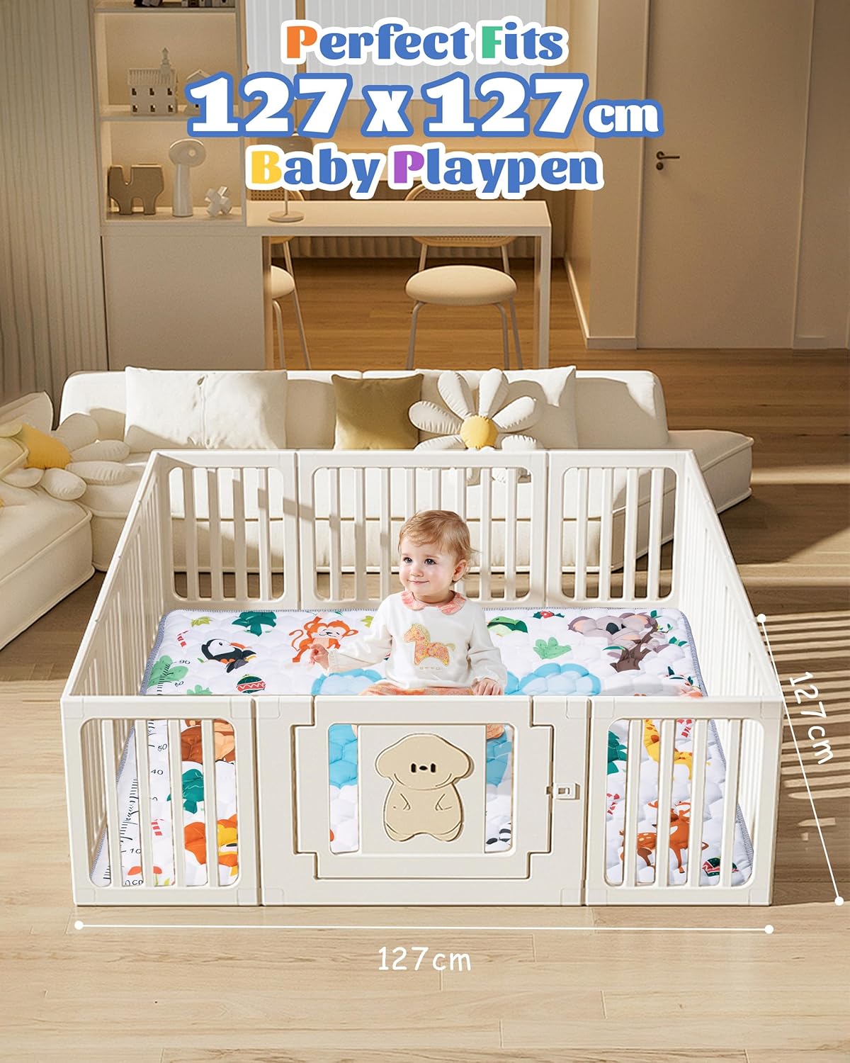 Thumbnail 2 de Funsland Krabbelteppich für Baby 127x127 cm – rutschfest, aus Baumwolle & faltbar