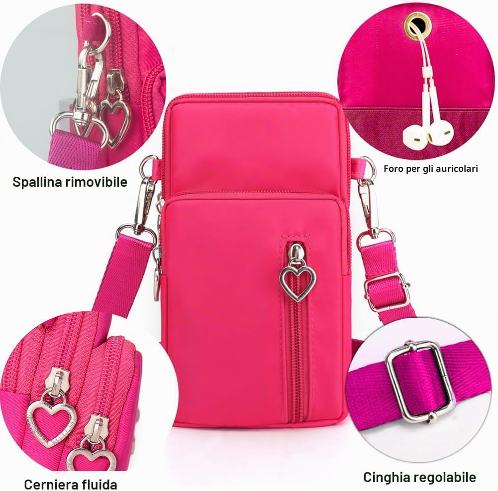 Detalle de JANKS Piccole Borse Crossbody per Donne: borsa a tracolla mini, resistente nylon e tasche organizzate