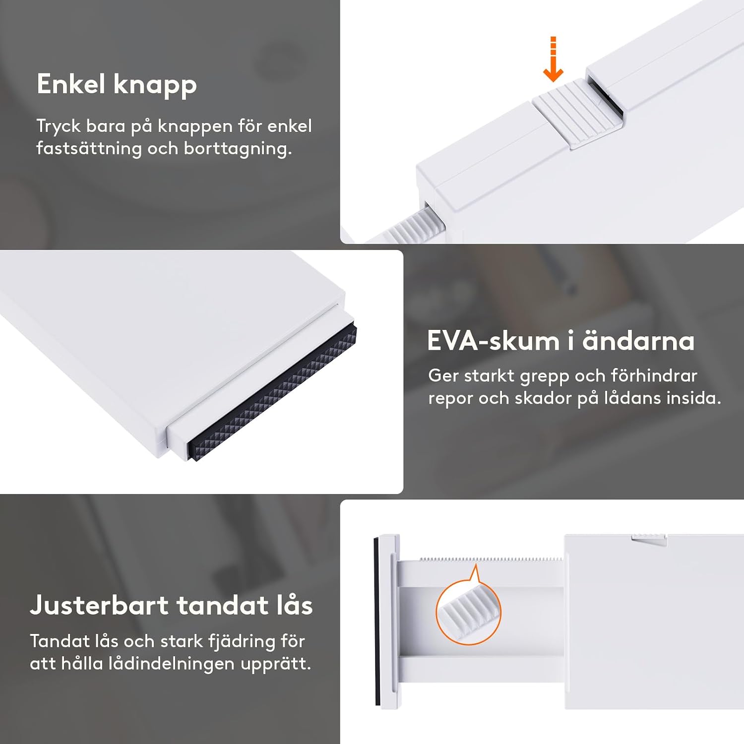 Thumbnail 6 de Lifewit 23041 lådavdelare i ABS, 5-pack, justerbara 28–44,5 cm