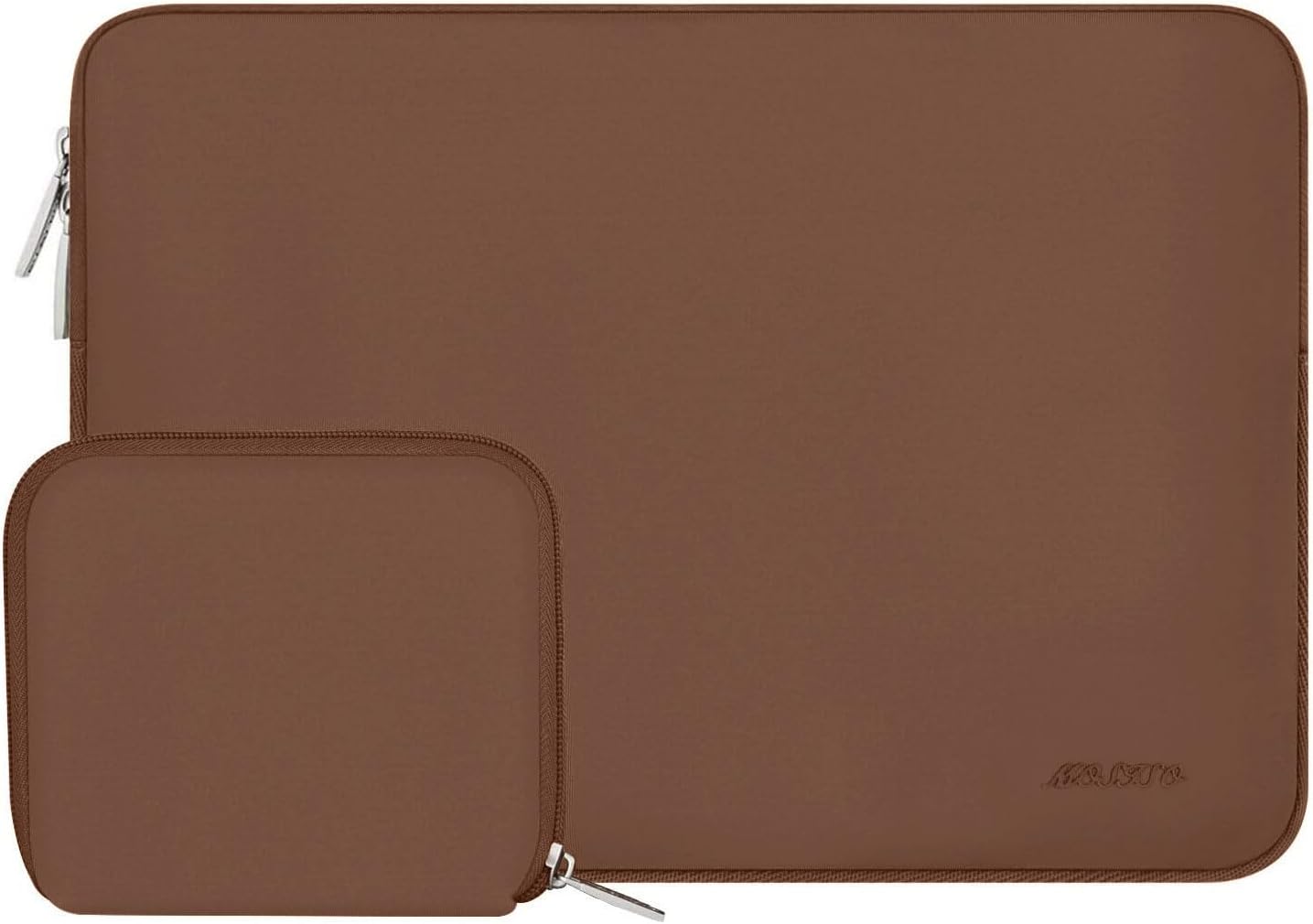 Detalle de MOSISO 15 Zoll Laptophülle Karamellbraun – Neoprenhülle mit Dreilagen-Schutz und Zubehörfach