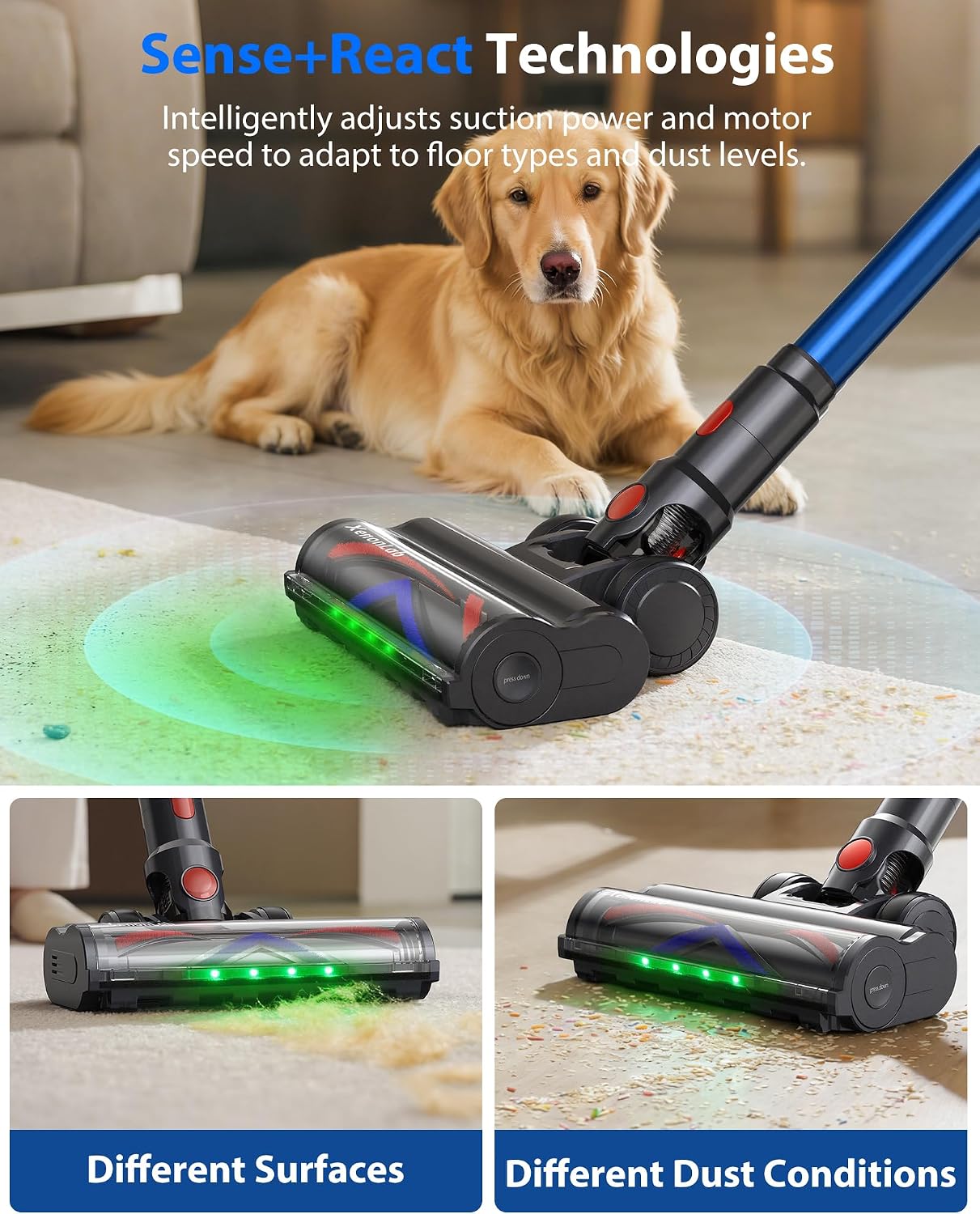 Detalle 2 de XenonLab PW702 Cordless Stick Vacuum, 55 kPa Suction, 10-Stage Filtration