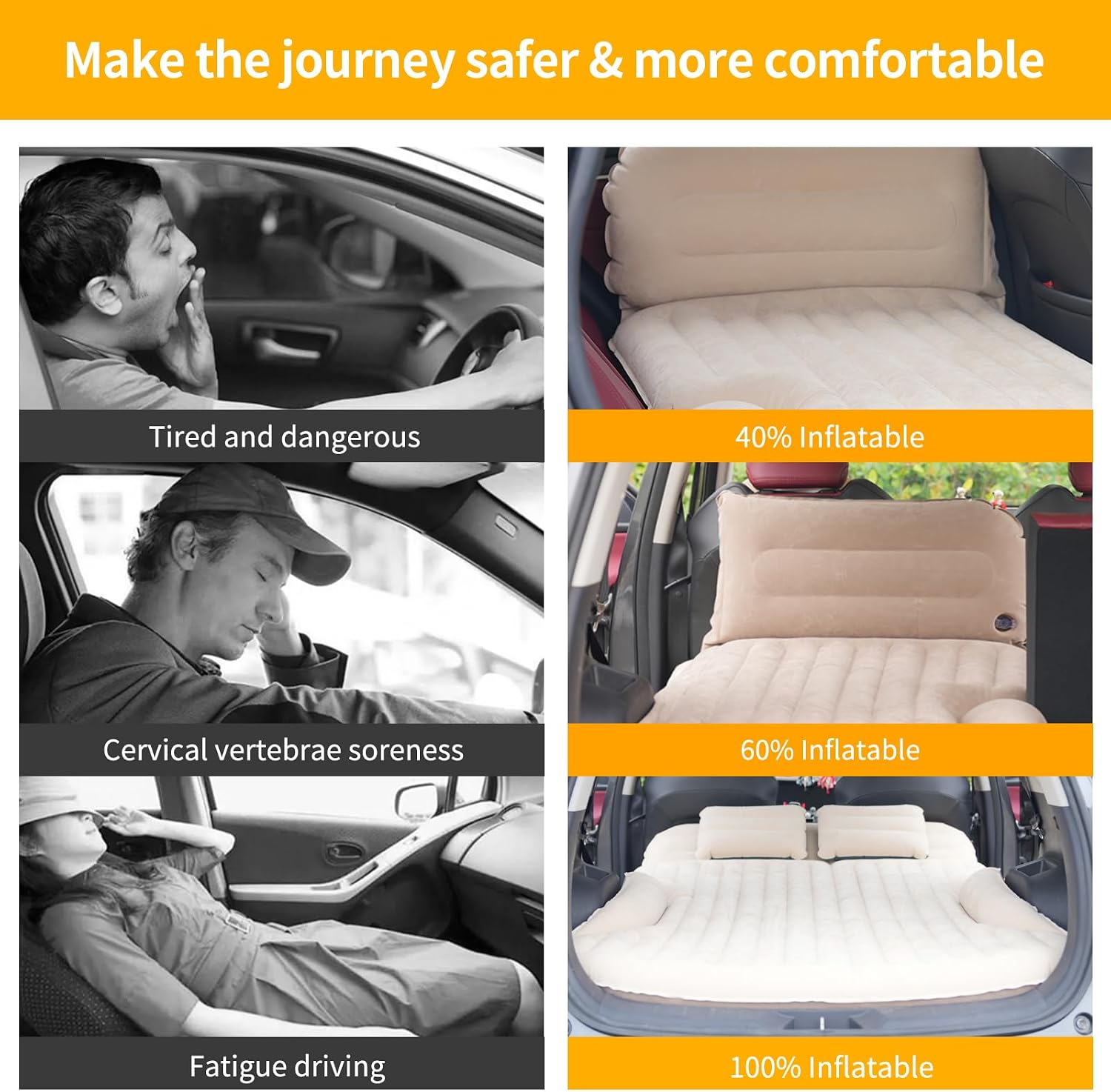 Detalle 2 de KMZ KMZL001 SUV Air Mattress, Double-Sided Flocking, Pump and 2 Pillows