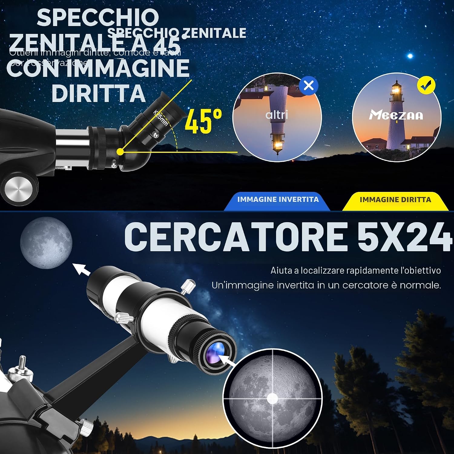 Detalle 2 de MEEZAA 90 mm 800 mm telescopio astronomico