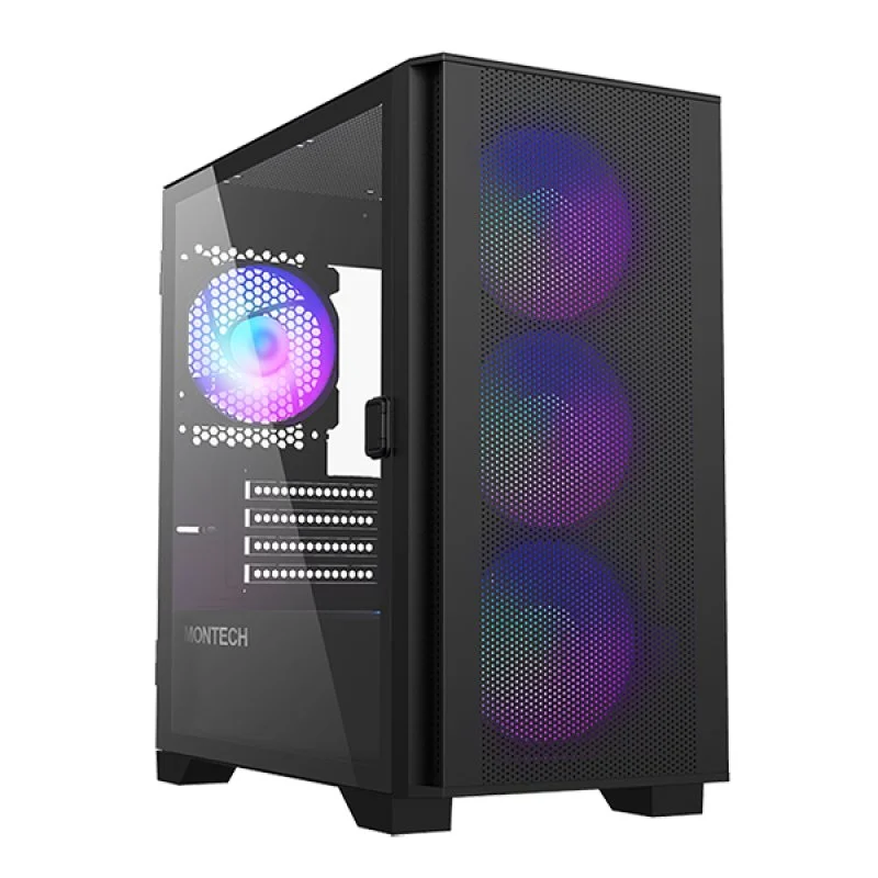 Detalle de Montech Air 100 Torre Micro-ATX ARGB Negra: refrigeración eficiente en un formato compacto
