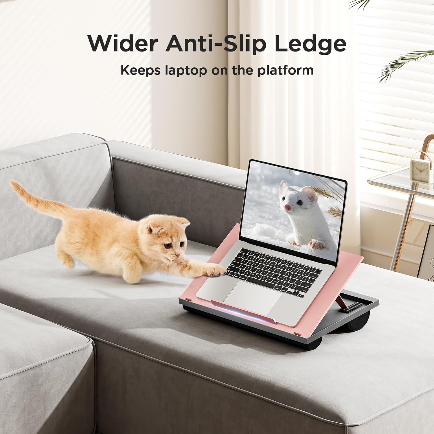 Thumbnail 4 de HUANUO HNLD2P Lap Desk, 8 Adjustable Angles, Pink, Fits Up to 15.6-Inch Laptops