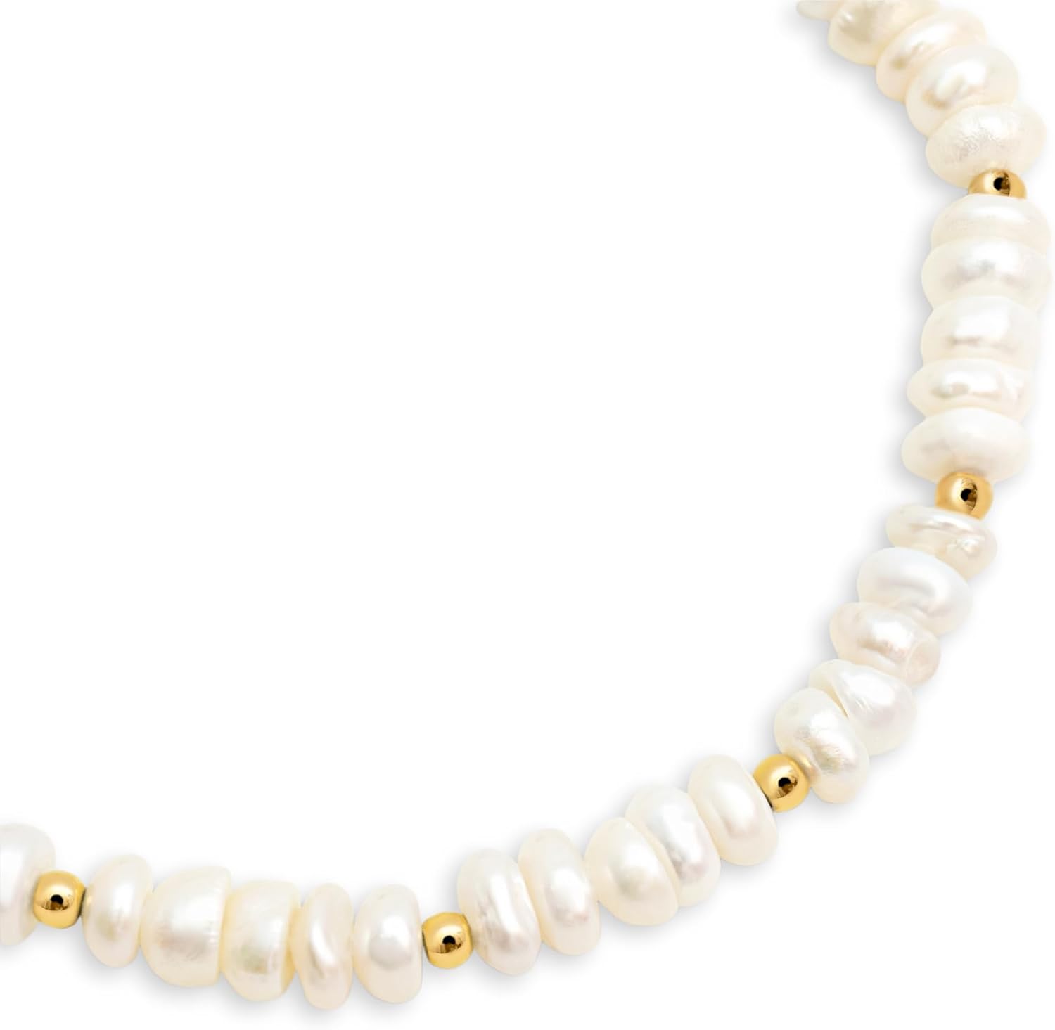 Detalle de SINGULARU Bracciale Pearls Dots in acciaio placcato oro 18K – perle coltivate acqua dolce, 16 cm + 3 cm