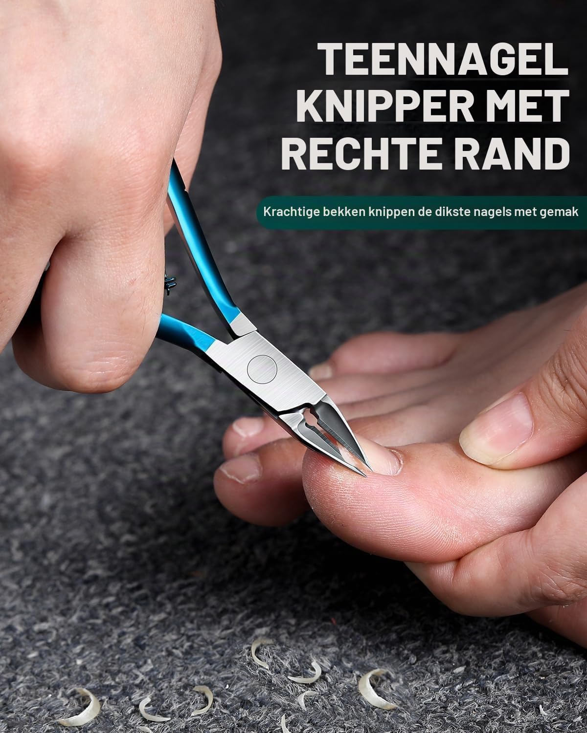 Thumbnail 1 de FVION nageltang voor teennagels met recht lemmet van roestvrij staal, blauw