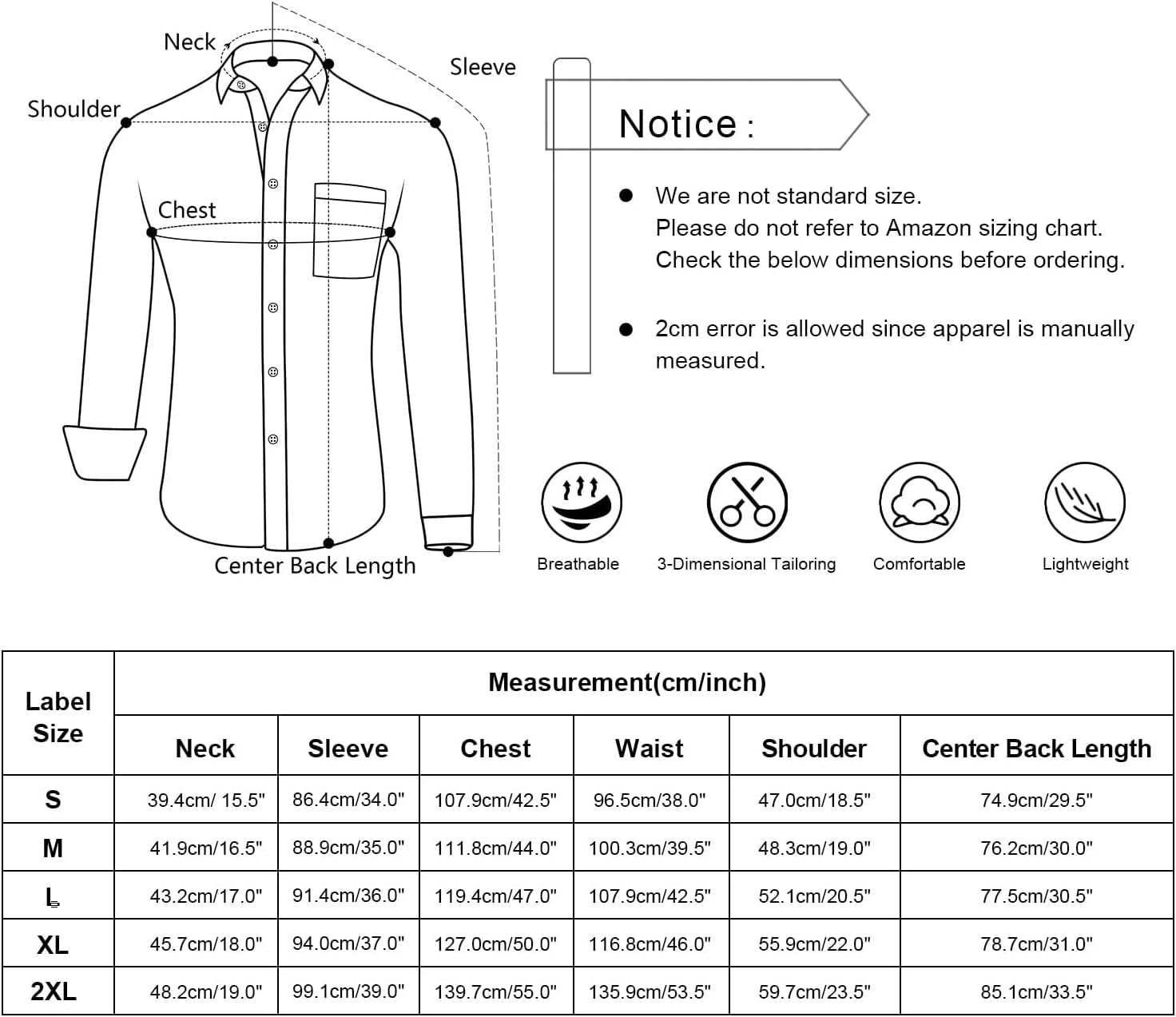 Detalle de Alizeal Mens Business Slim Fit Dress Shirt Long Sleeve Patchwork Button Closure Shirt